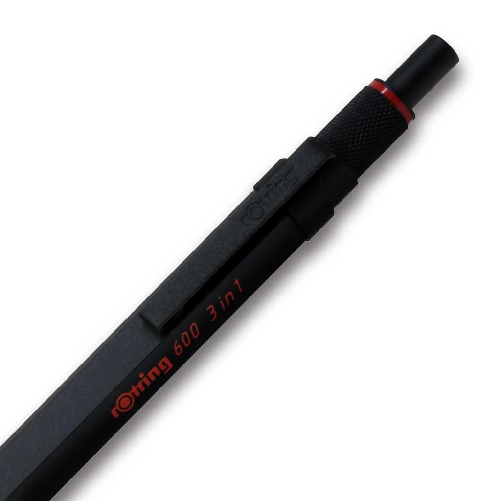 ROtring Rotring 600 3 в 1 Мульти-ручка, черный, 2 цвета, механический карандаш, поставляется в косметической коробке, многофункциональная ручка поворотного типа, совместимая с чертежами, обычная