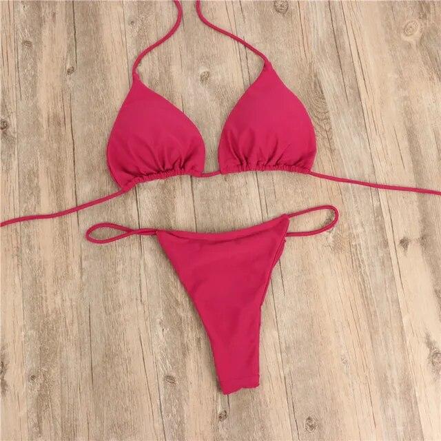 Sexy Women Bikini Brazilian Swimsuit Push-up Padded Bra Thong Two Pieces Swimwear Beachwear Bathing Suit Femme