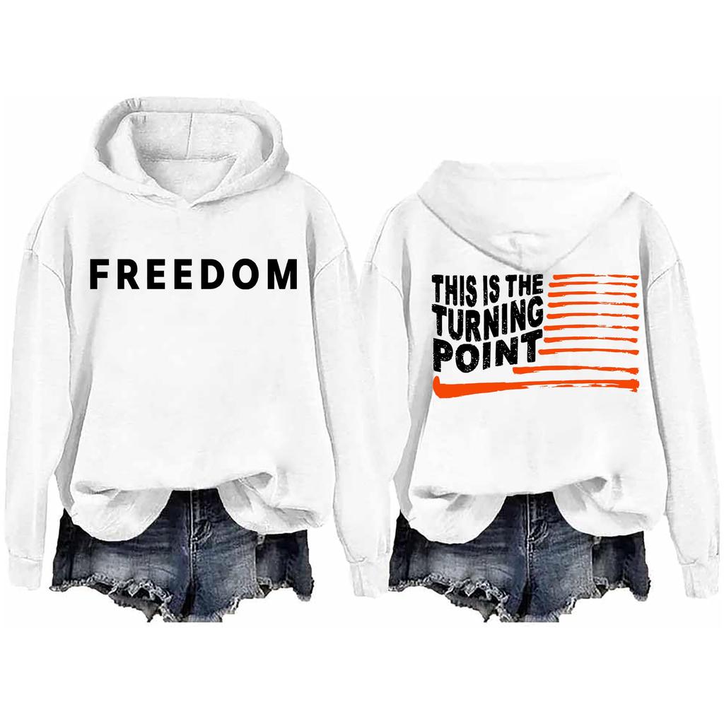 Ladies Fashion Casual Long Sleeve Printed Round Neck Hoodie Pullover Top