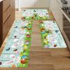 1Pcs Easter Themed Kitchen Mat Soft  Cute Bunny Egg And Wood Grain Print Kitchen Floor Mat Waterproof Non-slip Oil-proof Floor Mat Runner Rug