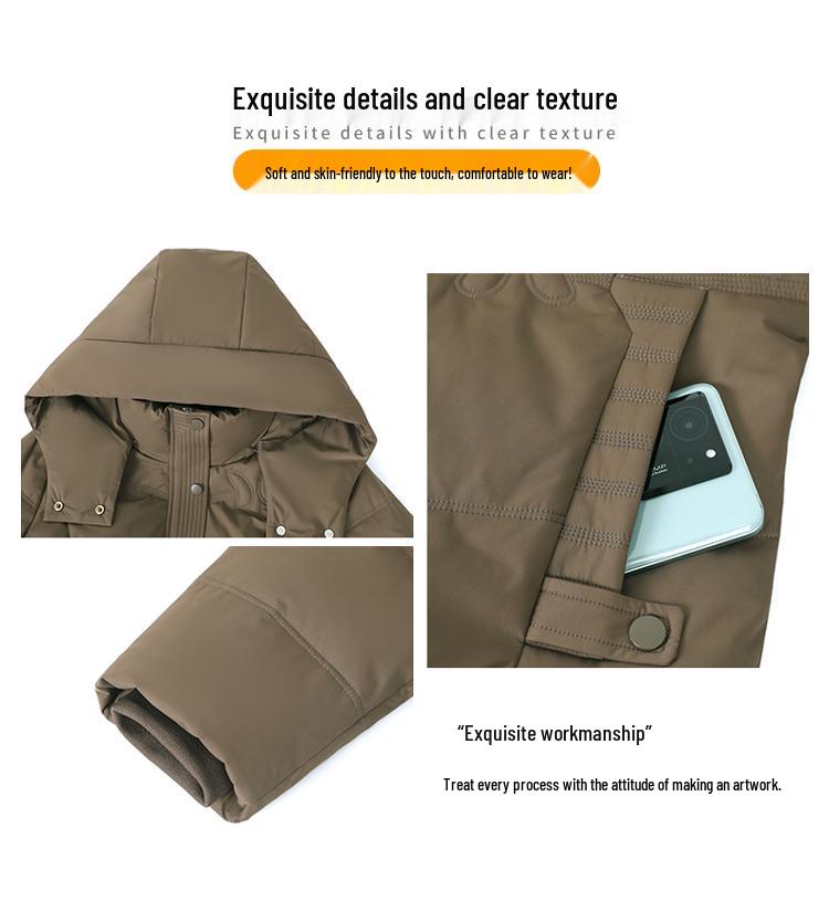 Брендовая женская длинная куртка из натурального гусиного пуха - Супертолстое зимнее пальто для женщин среднего и пожилого возраста.