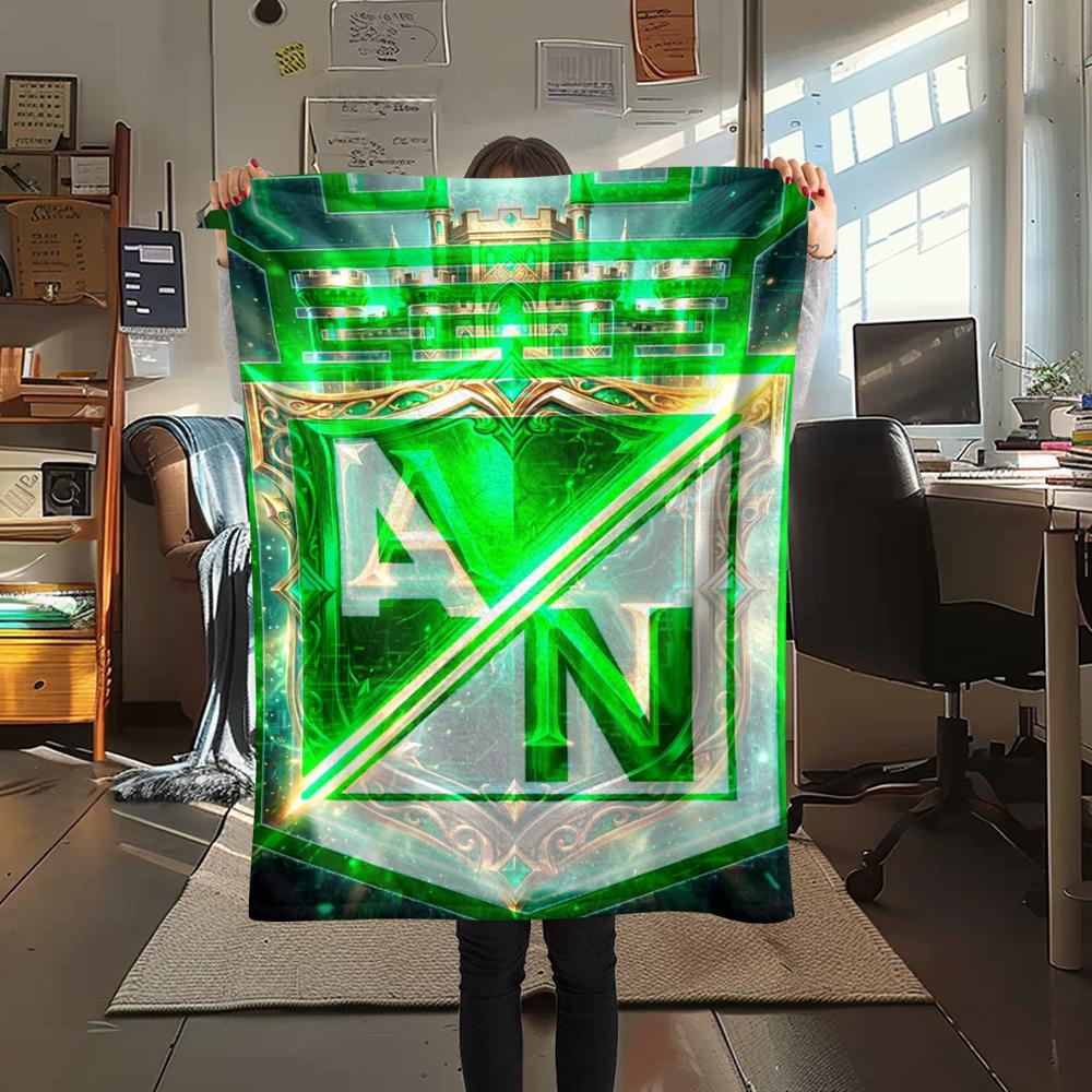1PC Atlético Nacional Print Flannel Blanket, High quality Comfortable for All Seasons, Home Decor, Warmth and Comfort, Perfect for Christmas Gifts