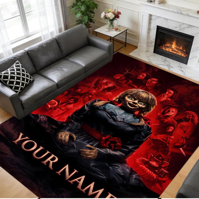 Crystal Velvet Rug Custom Name Text, Soft Non Slip Floor Mat Home DecorThe Conjuring Annabelle