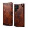Denior Luxury Oil Wax Genuine Leather Case for Galaxy S25 Ultra S8 S9 S10 S20 S21 S22 Plus S23 S24 FE S25 Edge Sim Wallet Case