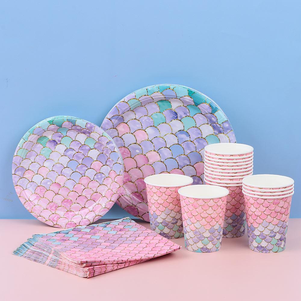 Napkin Birthday Under the Sea Disposable Tableware Set Little Mermaid Party Paper Cup Paper Plate