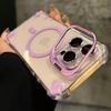 Для iPhone 16 Pro Max Роскошный держатель объектива Подставка Magsafe Магнитный прозрачный чехол для телефона Для iPhone 12 13 14 15 Plus Защитный чехол