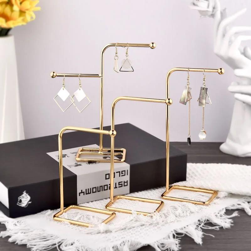 Metal Earring Display Stand For Necklace Handbag Multiple Shapes Jewelry Key Chain Holder
