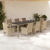 VidaXL Garden Dining Set and Cushions 9 Pcs Beige Rattan Glass, Outdoor Dining Set, Furniture of 3278593