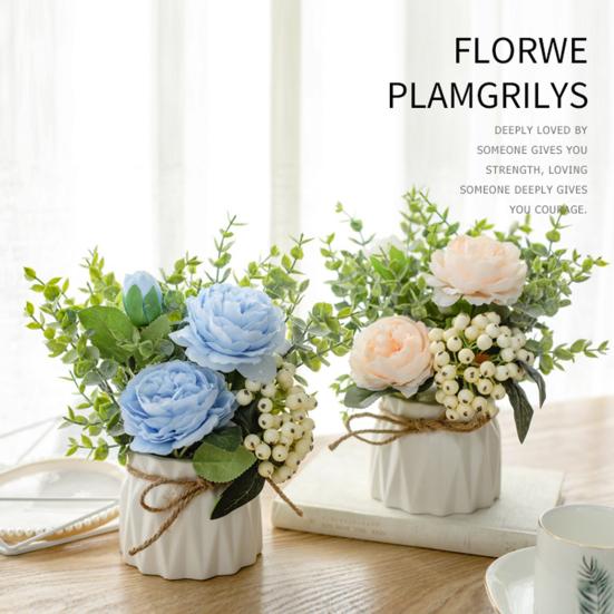 Искусственная роза поддельный цветок бонсай горшечное растение садовая вечеринка реквизит настольный декор