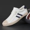 Мужская парусиновая повседневная обувь, уличные бежевые кроссовки, мужские модные двухрядные боковые молнии, дизайнерские лоферы, легкая прогулочная обувь для мужчин
