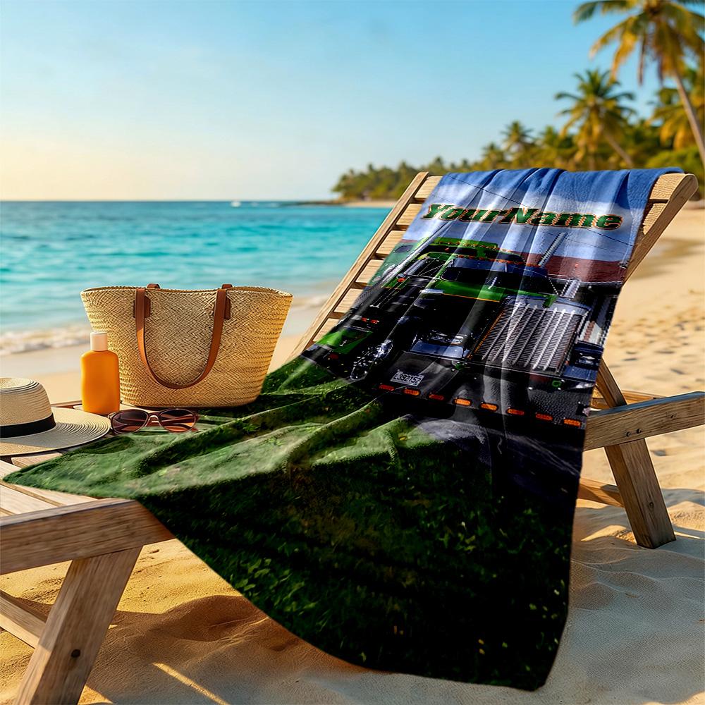 Kw Heavy Trucks Personalized Name Beach Towel Super Soft & Absorbent Perfect for Traveling Yoga Camping and Swimming