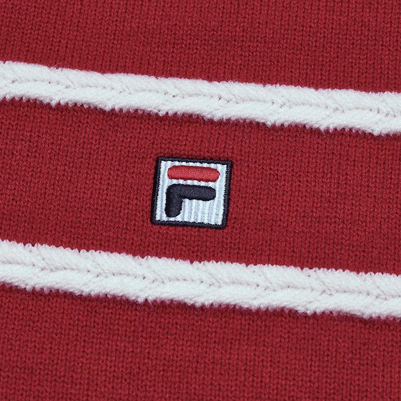 Fila Наследие Простой Классический Модный Трендовый Удобный Повседневный Полосатый Универсальный Свободный Вязаный Свитер Женский свитер Ритм-Красный F11W618406FPK