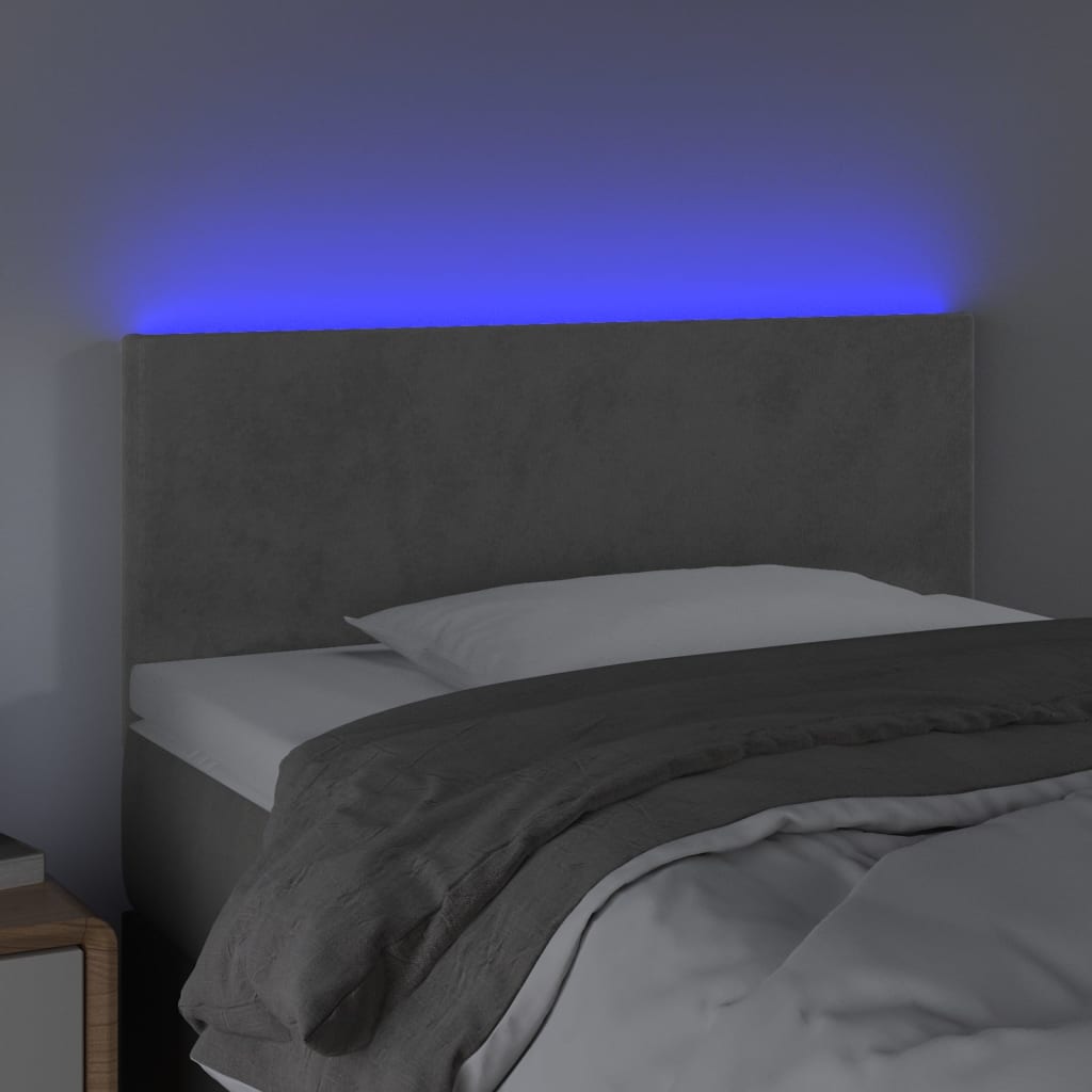 Vidaxl Zagłówek Do Łóżka Z Led, Jasnoszary, 90X5X78/88 Cm, Aksamit