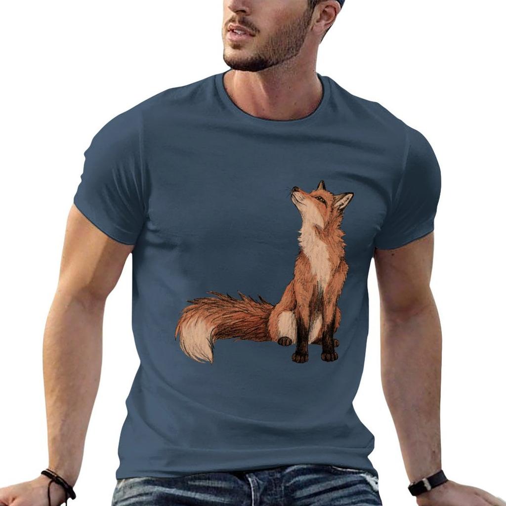 Red Fox Tshirt Black Cotton Tshirt Plain For Unisex Package T Shirt Personalised T Shirts For Unisex Cotton Soft Tshirt