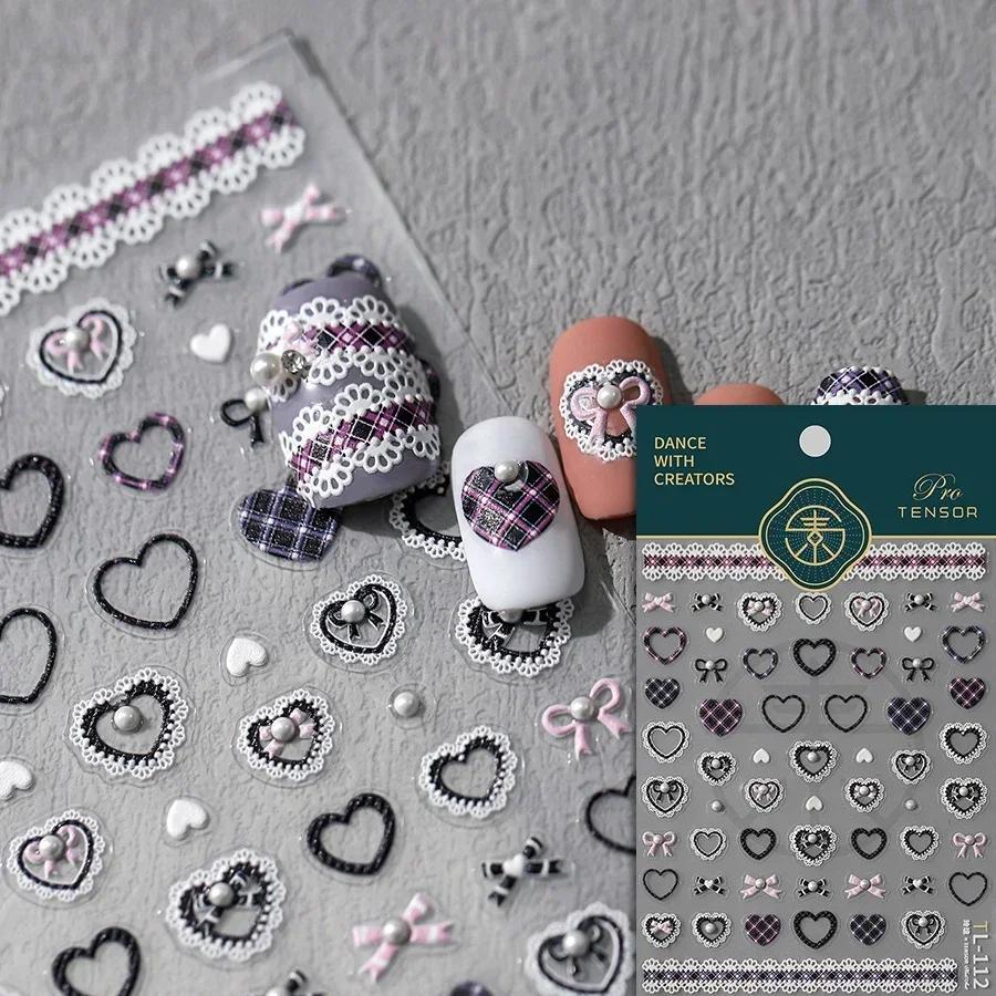 Cat's Eye 5D Gradient European Love Gem Wing Crystal Geometric Colorful Self Adhesive Nail Art Stickers Manicure Decals