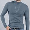 Spring Autumn Men Fitness Top Slim Fit Half-high Collar Stretchy Long Sleeves Solid Color Pullover Fitness Sport Top Winter Bottoming Clothes
