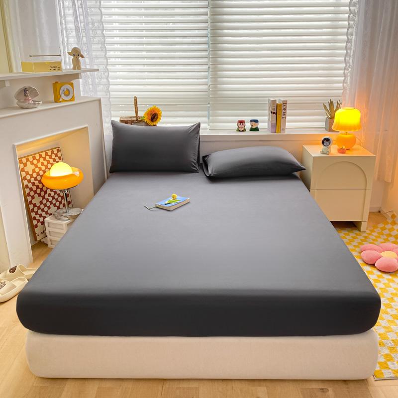 Простыня из стираного хлопка, нескользящий прочный наматрасник для дома, спальни, однотонное покрывало на кровать 140/160/200 см, мягкие покрывала