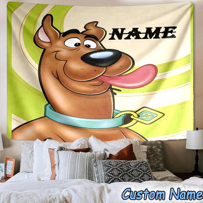 Custom Name Tapestry Scooby dog Tapestry, Unique Design Tapestry, Suitable for Bedroom,Livingroom, Playroom,Heartwarming Fan Holiday Gifts