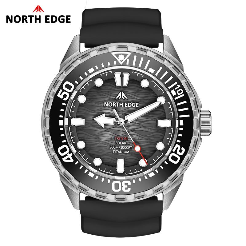 NORTH EDGE TRITON-TI Титановые Солнечные Дайверские Часы Япония MIYOTA Механизм Кварцевые Часы Для Мужчин 300M Водонепроницаемые 180+ Дней Работы от Батареи