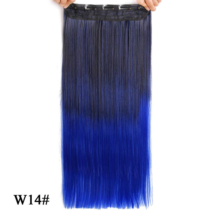 Прямые наращивания волос Ombre Розовый Фиолетовый Наращивание волос на 5 клипсах Синтетические дешевые 22 дюйма для женщин