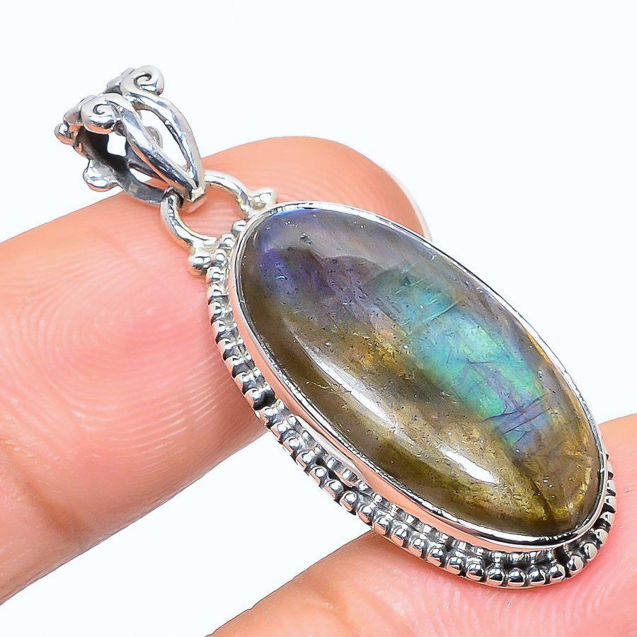 Натуральный лабрадорит, драгоценный камень, стерлинговое серебро 925 пробы, подарочная подвеска, 1,65 дюйма, R7j17