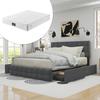 Lit - MUVOE - 140x200 Cm - Tête De Lit Réglable - 4 Tiroirs - Matelas À Ressorts Gris
