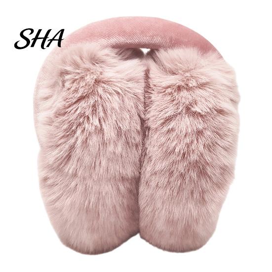 Winter Ear Warmers for Women Women's Muffs, Soft Faux Rabbit Fur Wind Resistant Sports Commuting, Plush Fluffy Cold Weather Outdoor Earmuffs