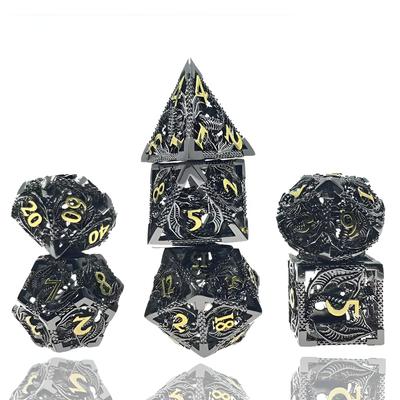 Игральные кости из 7 кубиков DND, Аура храбрости, полые металлические серебряные игральные кости для D&D, многогранные игральные кости D и D для Dungeons and Dragons Gift