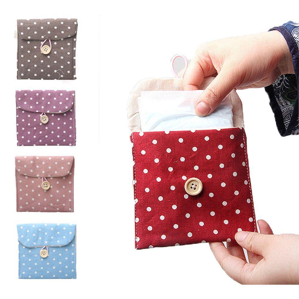 Women Girl Travel Polka Dot Organizers Storage Pouch Sanitary Napkin Bag