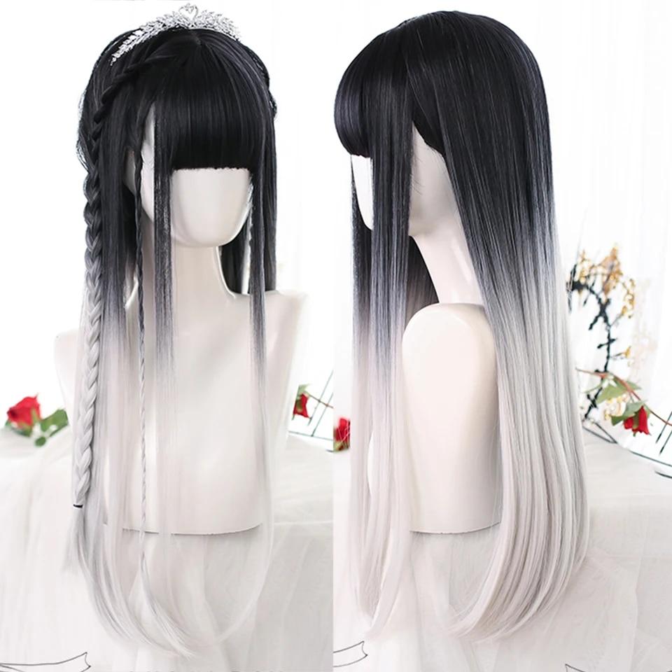 Длинный вьющийся синтетический парик с челкой по центру, темно-коричневый парик из натуральных вьющихся волос, женский парик для косплея, парик из термостойкого волокна