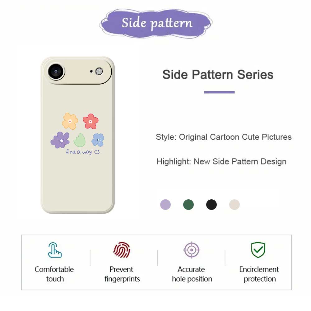 For iPhone 17 Air Case Five Colors Flowers Pattern Printing Straight Edge TPU Phone Back Cover