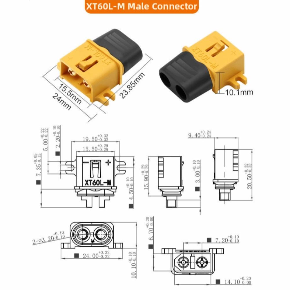 Amass XT60L-F M Plug Yellow Male Female Plug New XT60L Connector RC Car Parts
