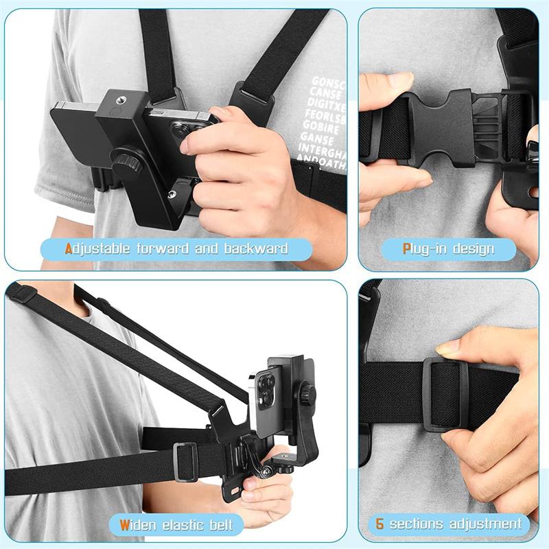 Mobile Phone Chest Mount Harness Strap Holder Cell Phone Clip Action Camera