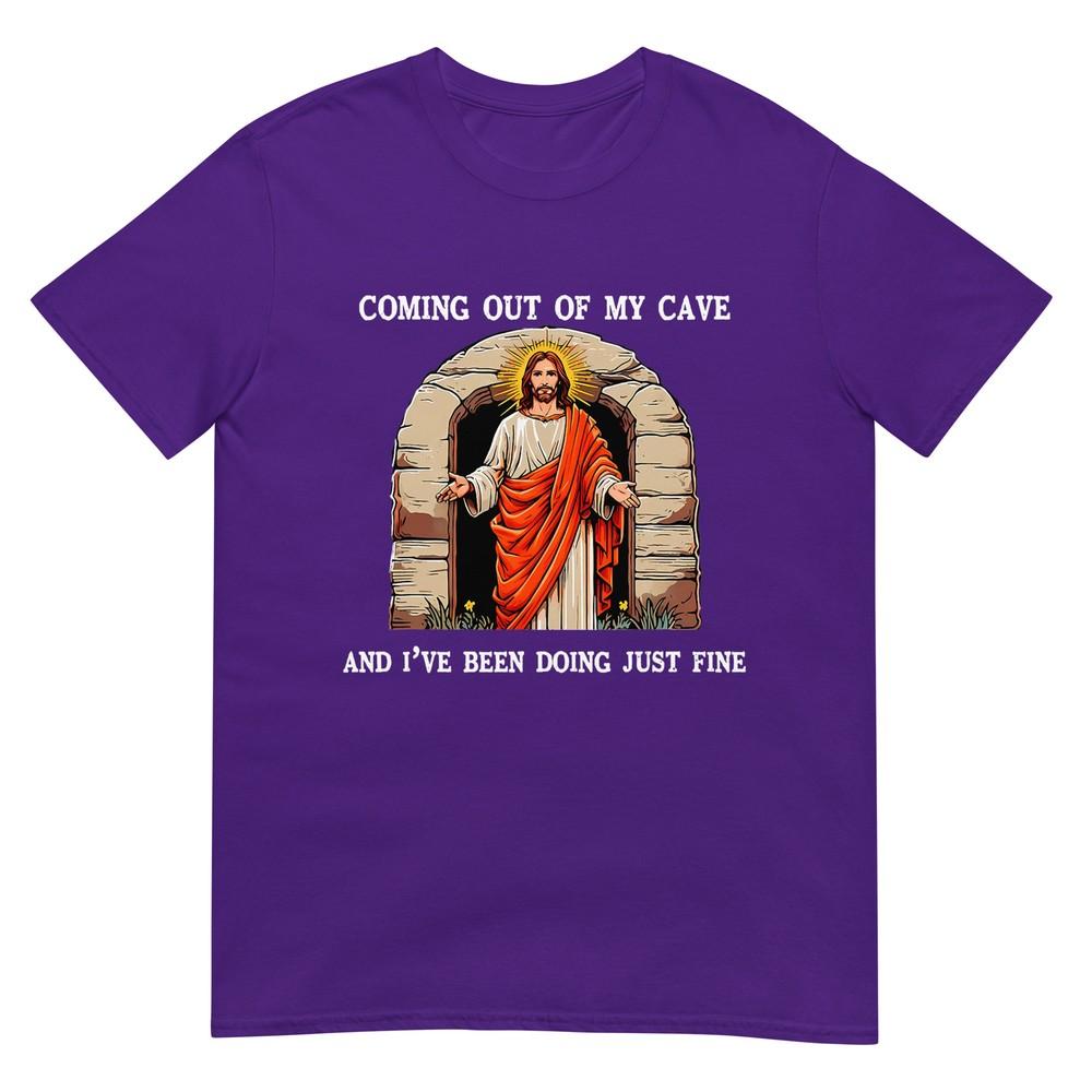 Funny Easter Jesus Coming Out Of My Cave Retro Humor Easter TShirt