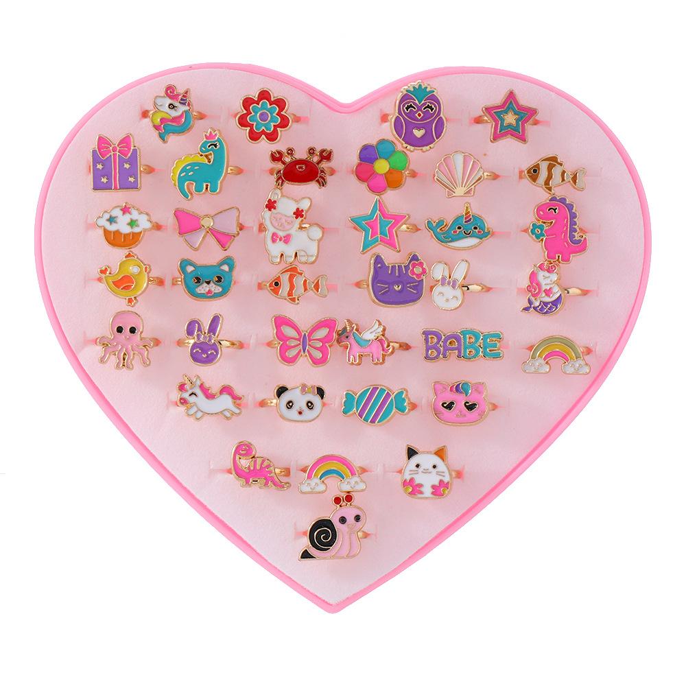 36 шт. мультяшное детское кольцо кольцо принцесса девушки зажим для захвата милое украшение для руки (с коробкой)