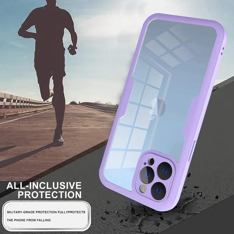 Прозрачный чехол-пленка 360 Full Wrap для iPhone 16 Pro Max 15 14 13 12 11 SE2/SE3 Xr Xs 7 8 Plus с защитой объектива, задняя крышка