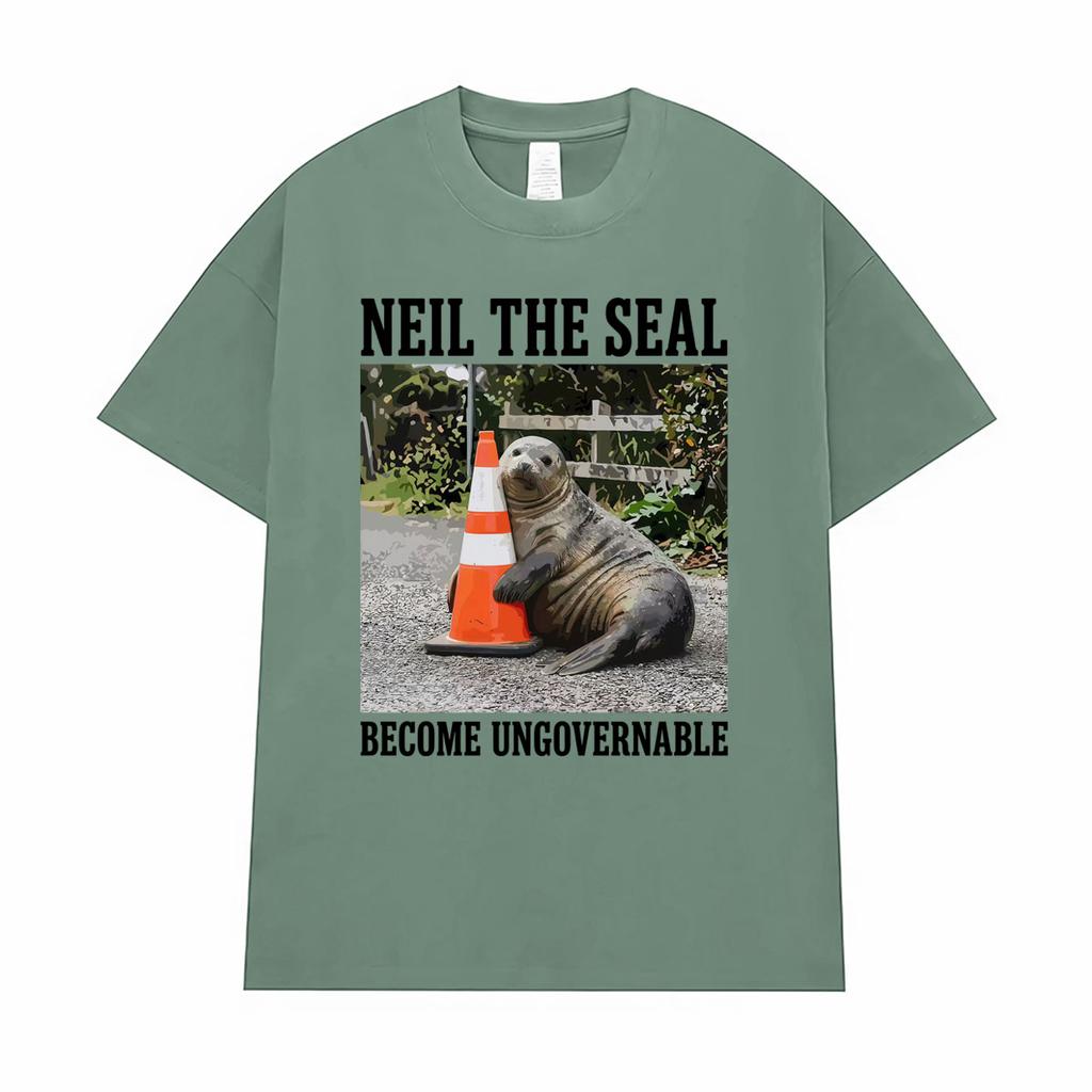 Neil The Seal Become Ungovernable Funny Elephant Seal Meme T Shirts Unisex Unisex Fashion Humor Vintage Oversized Tshirt Streetwear