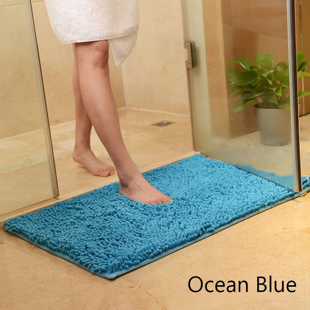 Absorbent Anti Slip Living Room Toilet Kitchen Bathtub Bathroom Carpet Doormat Chenille Bath Mat