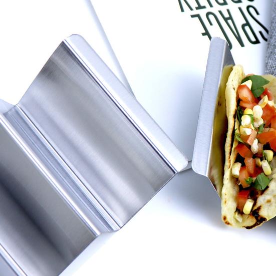 Stainless Steel Taco Holder Tortilla Serving Rack Reusable Taco Plates Burrito Rack for Kitchen Restaurant
