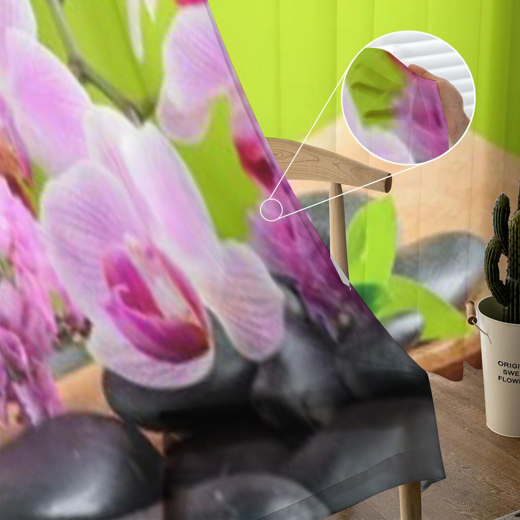 Spa Concept With Zen Stones And Orchid Chiffon Sheer Curtains for Living Room Bedroom Decoration Window Voiles Tulle Curtain