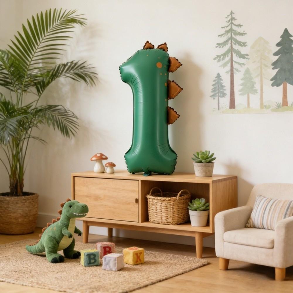 Matte Finish Dinosaur Theme Balloons Number Shape Birthday Party Balloons For 1-3 Year Olds