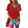 T Shirts For Women Pleated V Neck Dressy Casual Blouses Printing Short Sleeve Summer Tops Loose Fit