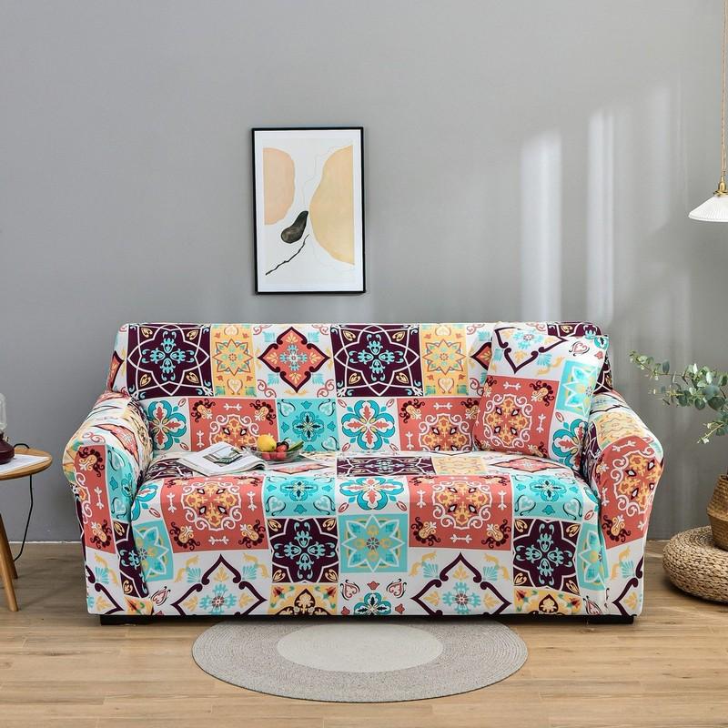 Printed Stretch Sofa Couch Cover For Living Room L Shaped Combination Chaise Sofa Slipcover Home Decor 1/2/3/4 Seats Removable