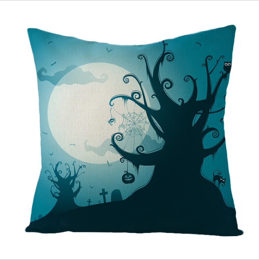 Halloween Night Castle Pumpkin Lantern Series Pillow Case Linen Home Decor Fabric Sofa Pillowcase Comfortable Car Cushion Cover