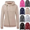 Women's Pocket Hoodies Ladies Solid Color Zipper Hoodies