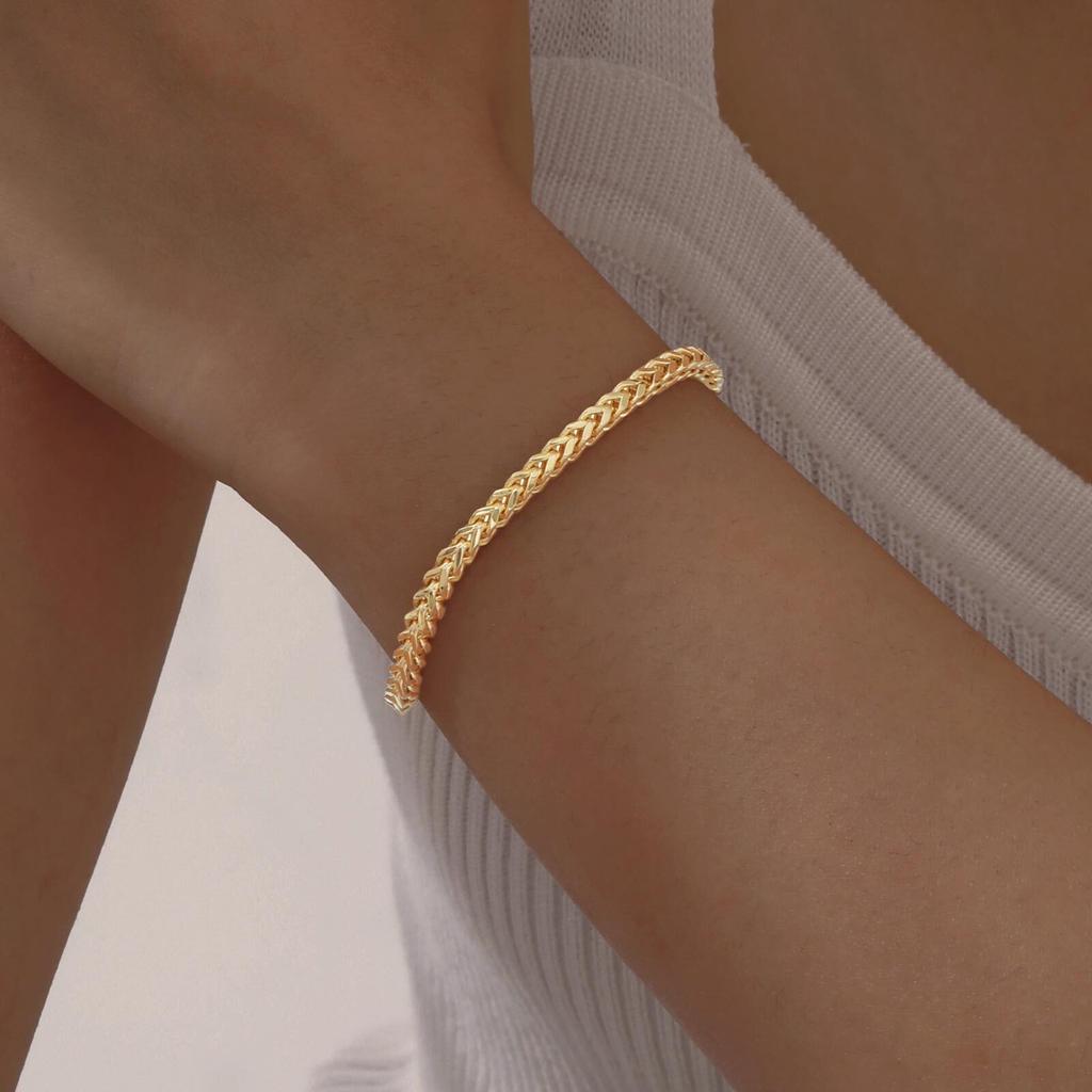 Adjustable Wheat Chain Bracelet for Women, Gold Plated Link Waterproof Jewelry, Party Birthday Bracelets Gift