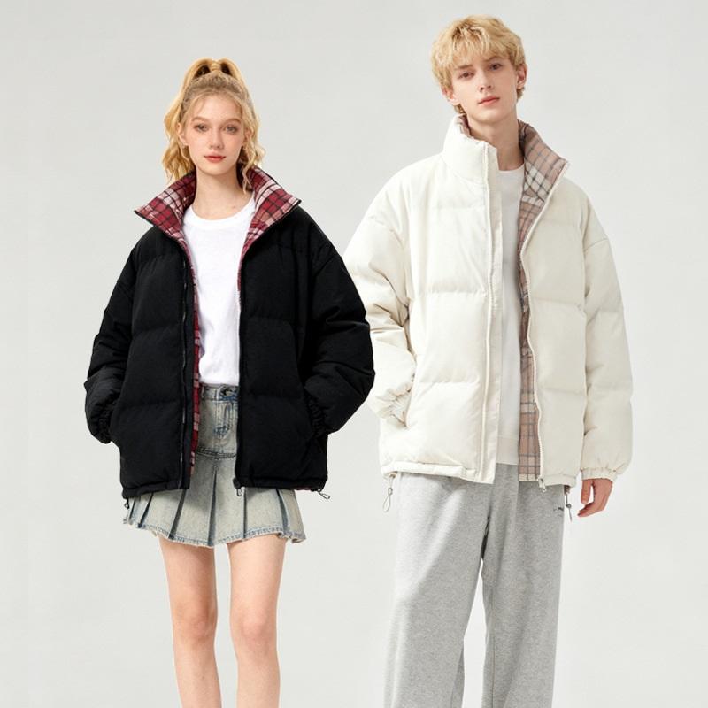 Зимняя женская модная повседневная клетчатая теплая хлопковая куртка со стойкой