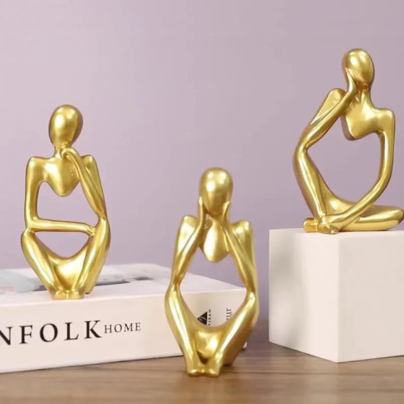 Песочный цвет Мыслитель Абстрактные статуи Скульптуры Фигурка для йоги Скандинавская гостиная Домашний декор Украшение Домашние настольные украшения