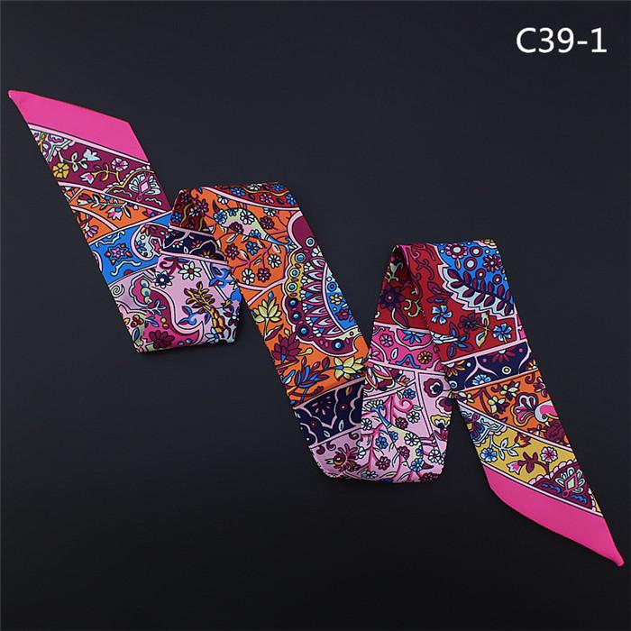 New Design Luxury Brand Silk Ribbon Small Floral Print Women Silk Scarf Handle Bag Ribbons Female Headband Long Scarves & Wraps