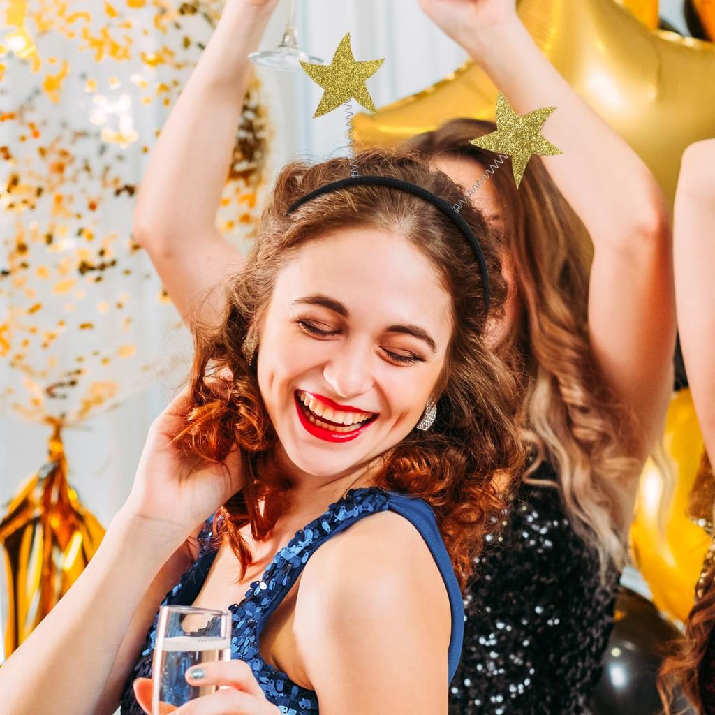 LALAFINA 3-Piece Antenna Headband with Star and Pom Pom Sequins, Alien Hairband, Space Alien, Butterfly, Bee, Christmas Party Cosplay Prop